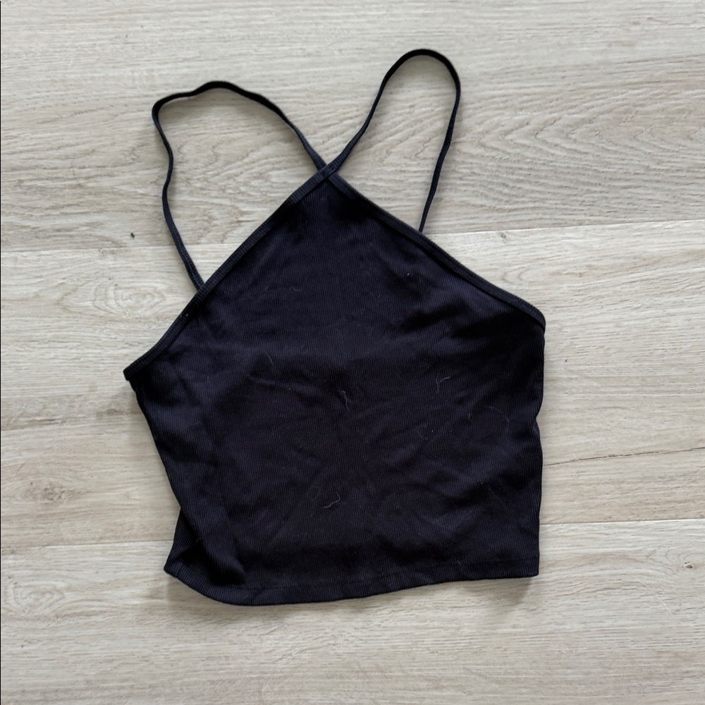 Aritzia Black Asymmetric Spaghetti-Strap tank Top